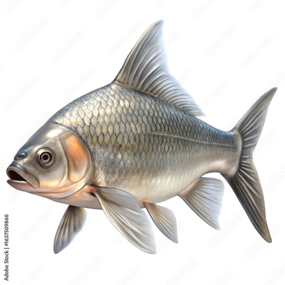 Obraz premium photorealistic silver carp full body side profil.png