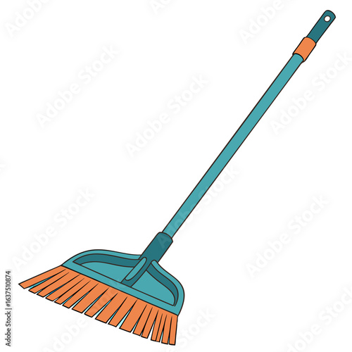 Illustration of a broom with a long handle isolated on white background