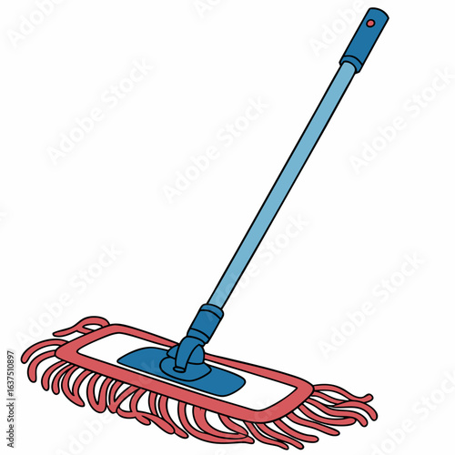 Illustration of a floor mop isolated on white background, cleaning equipment for domestic chores
