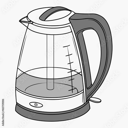Modern electric kettle isolated on white background, a convenient appliance for boiling water quickly and efficiently for beverages