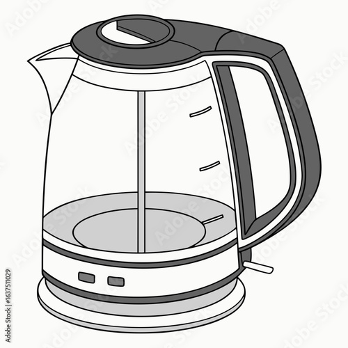 Electric glass kettle isolated on white background, showcasing modern kitchen appliance for boiling water and preparing hot beverages at home