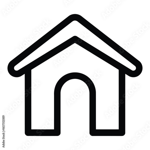 Art of simple doghouse icon isolated on white background, representing a pets home, shelter, and the bond between humans and their animal companions