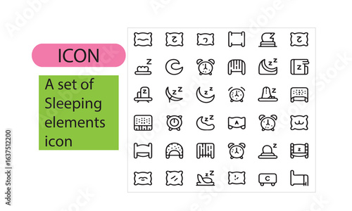 A set of sleeping elements line art icon
