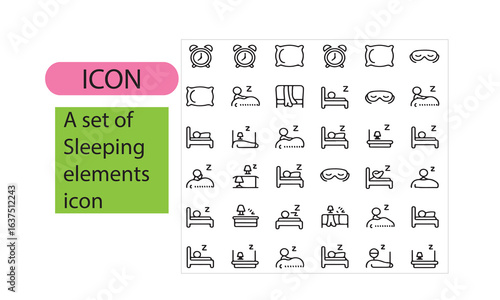 A set of sleeping elements line art icon