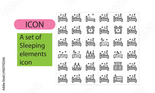 A set of sleeping elements line art icon