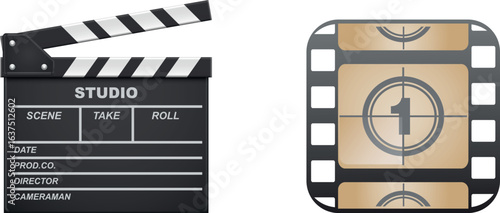 Video production icons set  and shooting symbols isolated on transparent background