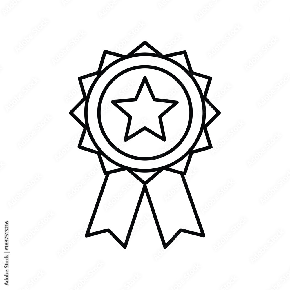 Award Badge Ribbon Prize Medal Line Art Illustration, Minimalist Award Medal and Ribbon Outline Drawing Award Badge Ribbon Prize Medal Line Art Illustration, Minimalist Award Medal and Ribbon Outline Drawing