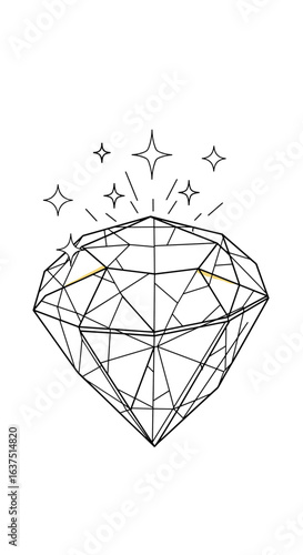 Sparkling diamond gemstone cut faceted precious jewel shimmering brilliance elegant luxury crystal