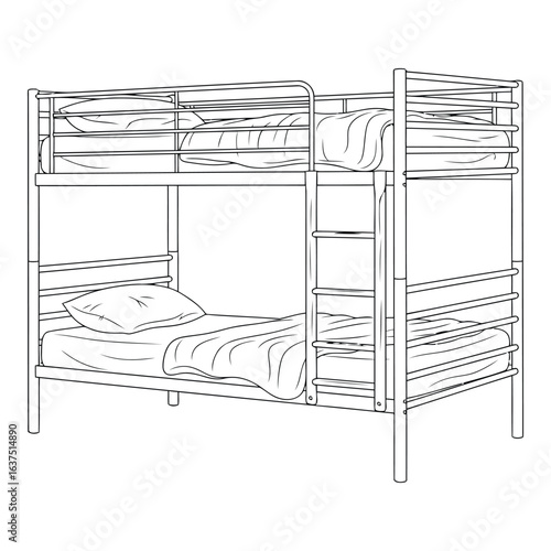 Art of bunk bed isolated on white background, a practical and spacesaving furniture for small rooms or shared living spaces, providing comfortable sleeping