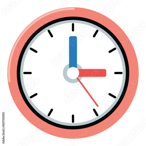 Art of clock with hands isolated on white background, a symbol of time, schedule, and deadlines in appointments, meetings, and reminders