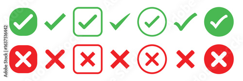 checkmark and X mark icon. check and uncheck icon vector. validation icon vector. for apps and websites.