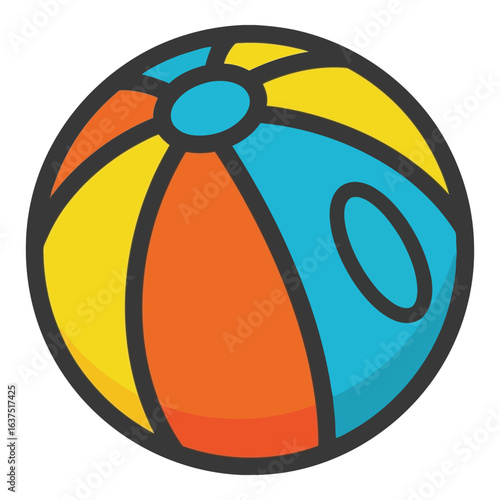 Art of colorful beach ball isolated on white background, a fun and vibrant symbol of summer, play, and recreational activities for children