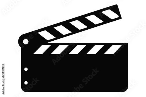 movie clapper board black icon, clapboard silhouette vector
