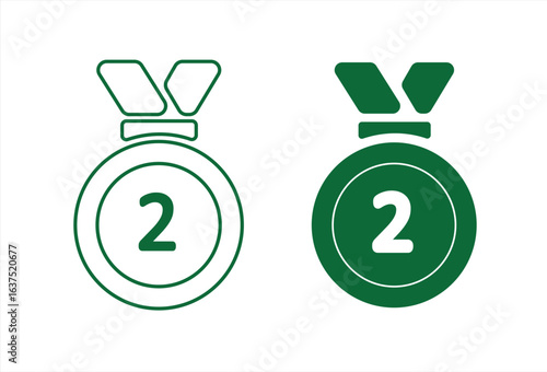 Set of awards and prizes icons winners, 2nd place, vector