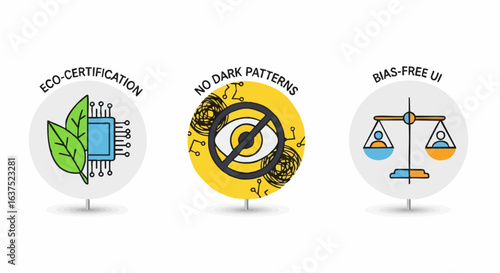 Smart farming technology icon set with agricultural drone, soil probe, and plant scanner