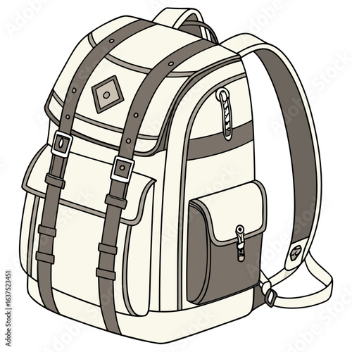 Classic canvas backpack with leather straps and buckles for outdoor adventure and travel