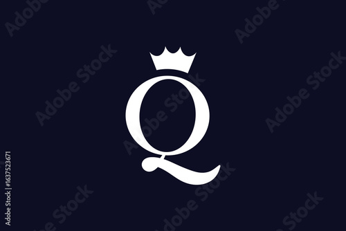 Elegant letter Q logo design with a royal crown for luxury brand identity and regal style