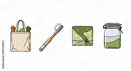 A curated mix of essential zero-waste products for a sustainable and eco-friendly lifestyle.