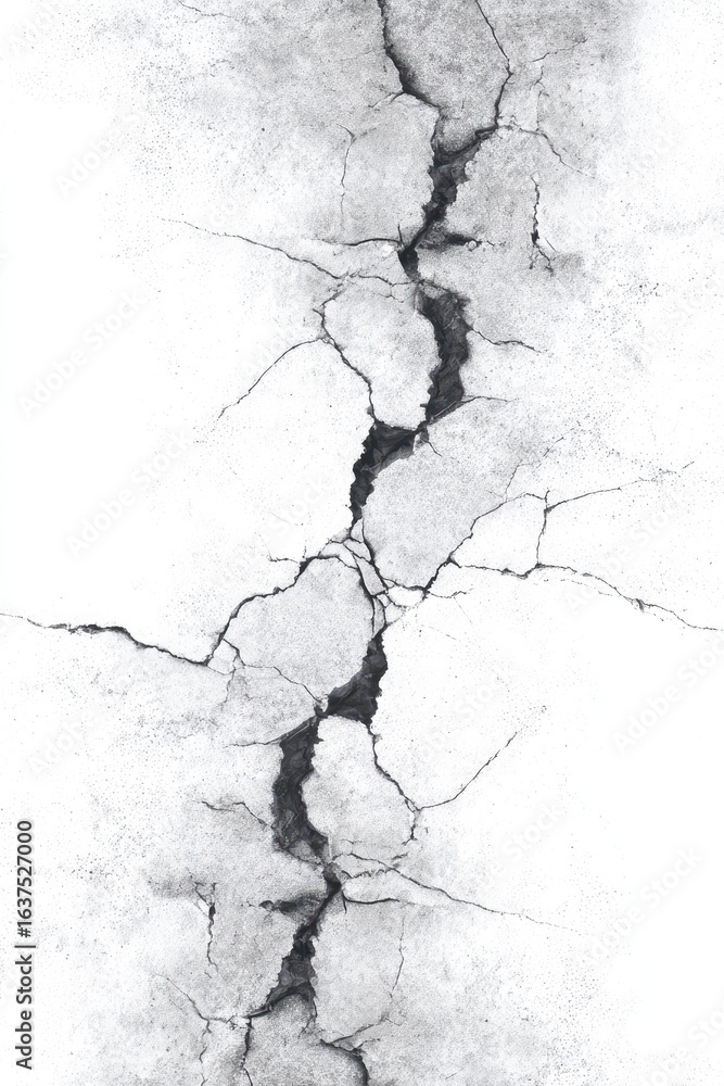 Fototapeta premium Cracked white surface, deep fissures