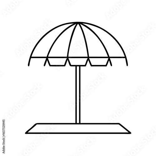 Beach umbrella vector icon for summer vacation design element, sunshade illustration graphic and art
