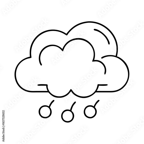 Outline weather cloud with hail vector illustration for meteorology forecast and climate design