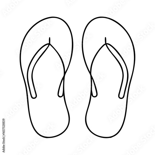 Outline flip flops vector image for summer footwear fashion design and beach vacation themes drawing