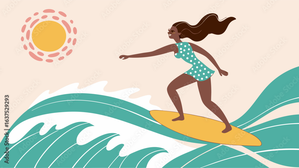 Joyful Surfer Girl on a Summer Wave. Joyful Surfer Girl on a Summer Wave.