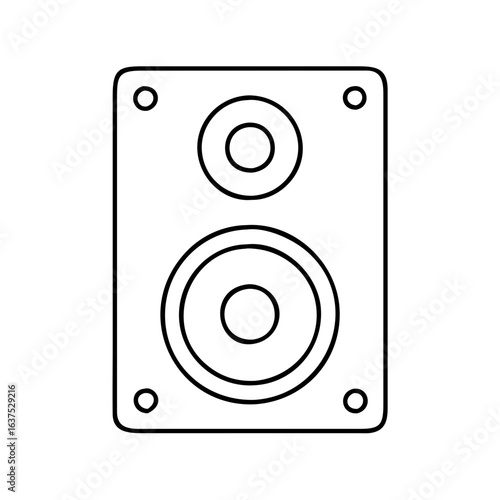 Outline drawing of a loudspeaker for music and audio listening with sound system design element