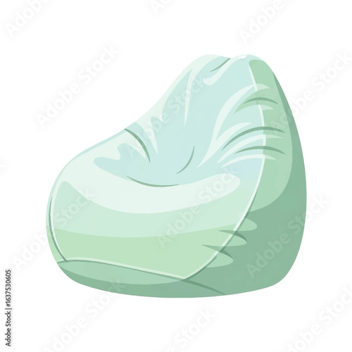 A single, light blue beanbag chair, depicted in a cartoon style, isolated on a white background.