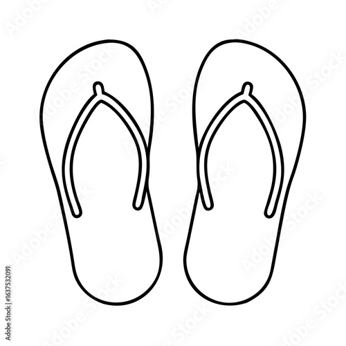 Black outline flip flops vector art for summer footwear beach sandals fashion and travel design
