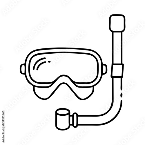 Snorkeling gear vector icon featuring mask and snorkel for underwater exploration and diving