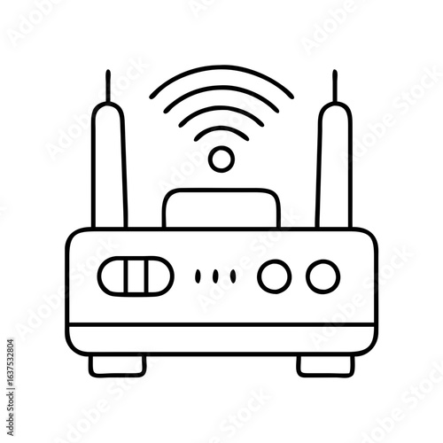 Illustration of a modern wifi router with antennas for wireless internet connectivity at home