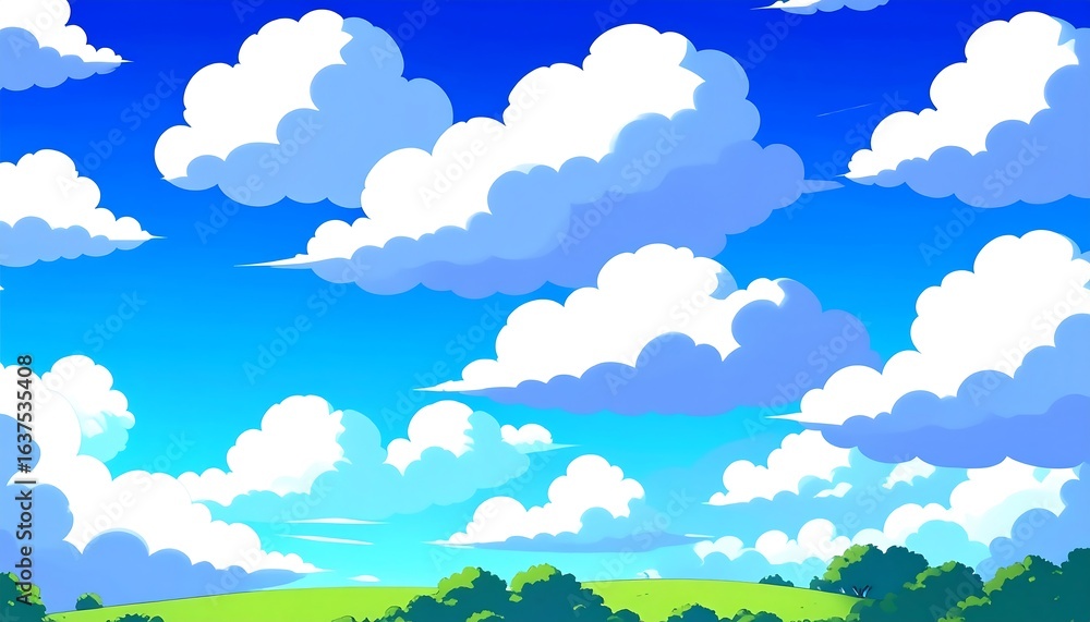 Obraz premium Cartoonish landscape of a bright, sunny day