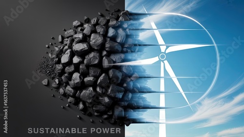Wallpaper Mural Sustainable Energy Transition: A striking visual metaphor for the shift from fossil fuels to sustainable energy. Torontodigital.ca
