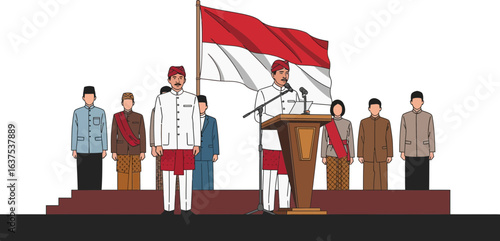 Indonesian Independence Day Celebration with Speech and Traditional Clothing