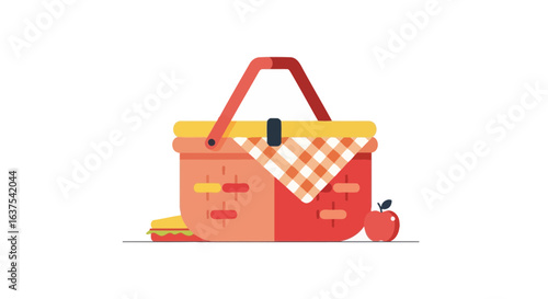 Delightful picnic outing vector illustration featuring essential elements