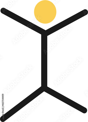 Vector, Abstract figure with yellow head and black limbs in minimal design  