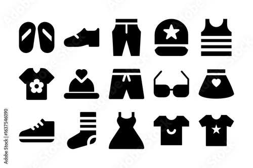 Casual Clothing Icon Set, Vector Illustration
