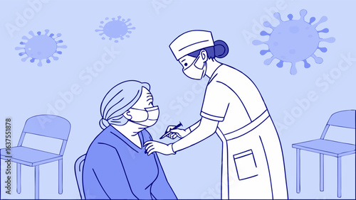 Nurse Administering Vaccine to Patient in Medical Illustration.