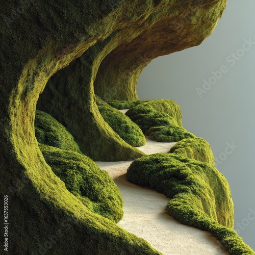 Abstract Minimalist Mossy Cave Path