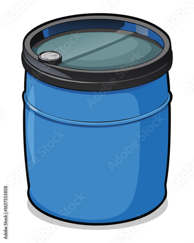 Isolated blue barrel container storage drum industrial object liquid waste oil fuel container illustration