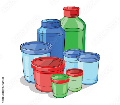Colorful containers assortment illustration for storage solutions and organization needs
