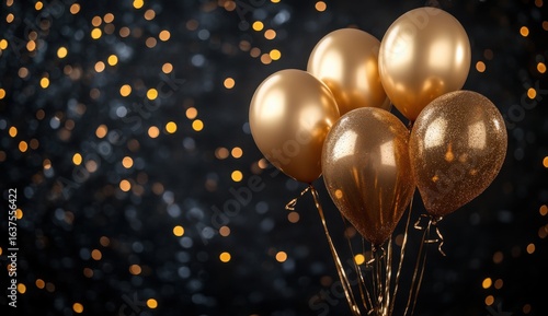 Wallpaper Mural Elegant Gold Balloons with Glitter on a Sparkling Background Perfect for Celebrations and Festive Occasions Torontodigital.ca