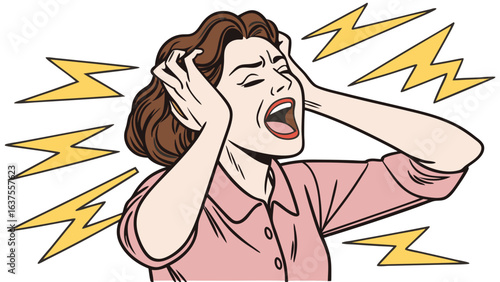 Woman in Distress with Intense Pain.