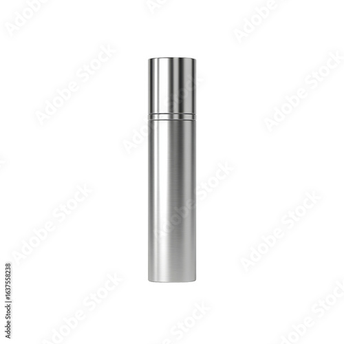 Sleek Silver Metal Bottle Mockup for Cosmetic or Pharmaceutical Product