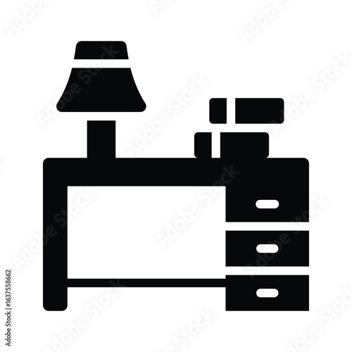 A visually appealing glyph icon showing study table setup