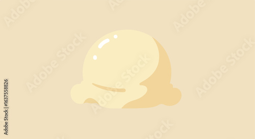 Creamy, simple ice cream scoop on neutral background, softly shaded, rounded look