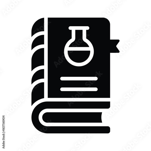 A glyph icon of open chemistry book study