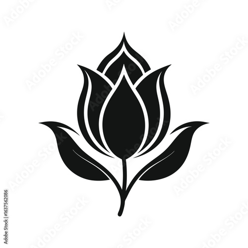 Elegant Flower Bud icon of silhouette vector illustration