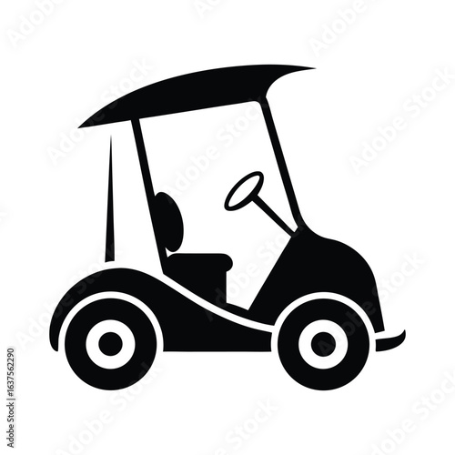 Golf cart vehicle driving icon of silhouette vector illustration